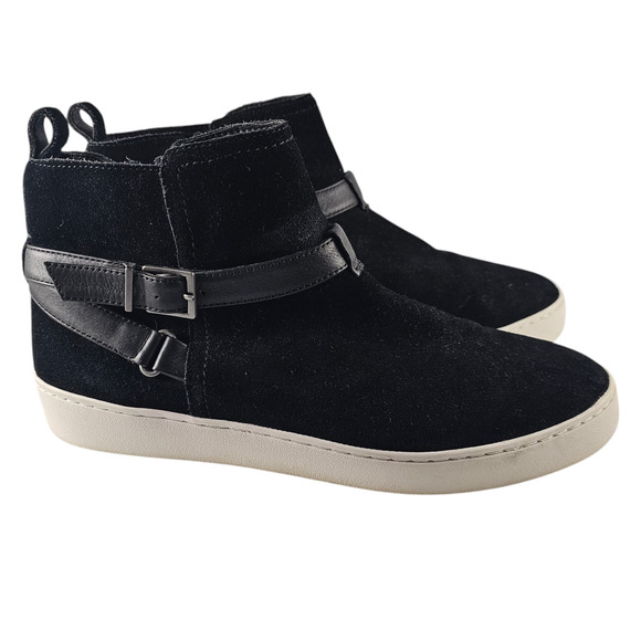 Vionic Ankle Boot Sneakers Women's Size 9.5 Black Mitzi Suede Comfort Strappy - Picture 1 of 13